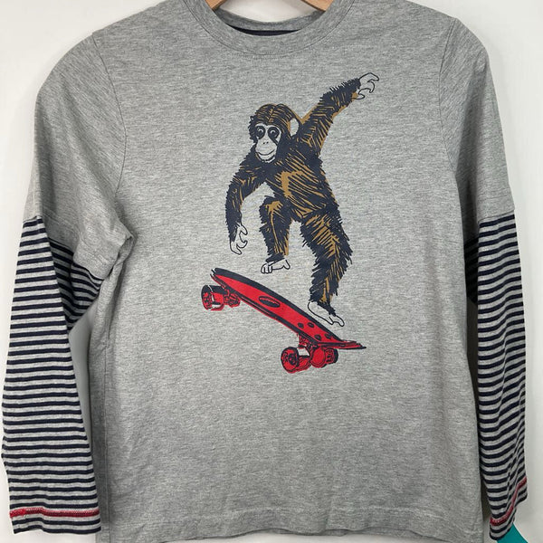 Size 10 (140): Hanna Andersson Grey Skating Sloth Long Sleeve Shirt