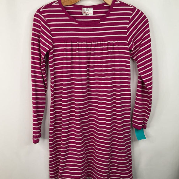 Size 10 (140): Hanna Andersson Pink/White Striped Long Sleeve Dress