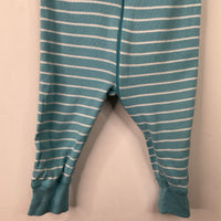 Size 9-18m (70): Hanna Andersson White/Blue Striped 1pc PJs