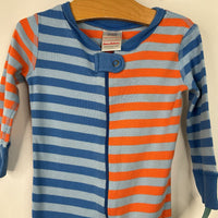 Size 9-18m (70): Hanna Andersson Blue/Orange Striped 1pc PJs