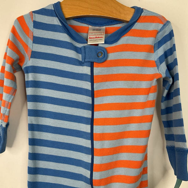 Size 9-18m (70): Hanna Andersson Blue/Orange Striped 1pc PJs