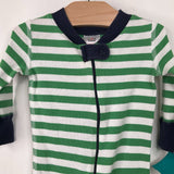 Size 6-9m (60): Hanna Andersson White/Green Striped 1pc PJs