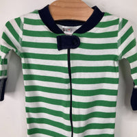 Size 0-3m (50): Hanna Andersson Blue/Green Striped 1pc PJs