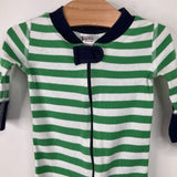 Size 0-3m (50): Hanna Andersson Blue/Green Striped 1pc PJs