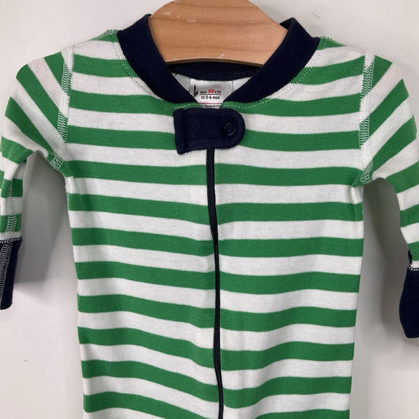 Size 0-3m (50): Hanna Andersson Blue/Green Striped 1pc PJs