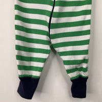 Size 0-3m (50): Hanna Andersson Blue/Green Striped 1pc PJs
