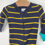 Size 0-3m (50): Hanna Andersson Blue/Yellow Striped 1pc PJs