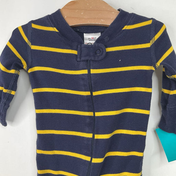 Size 0-3m (50): Hanna Andersson Blue/Yellow Striped 1pc PJs