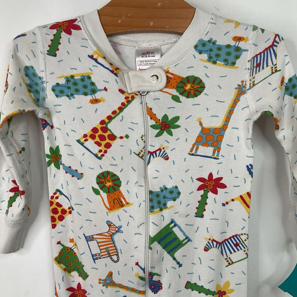 Size 18-24m (80): Hanna Andersson White/Colorful Animals Print 1pc PJs