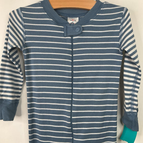 Size 3 (90): Hanna Andersson Blue/White Striped 1pc PJs