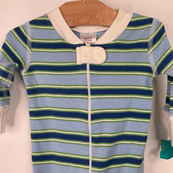 Size 0-3m (50): Hanna Andersson Blue/Green Striped 1pc PJs