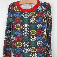 Size 8 (130): Hanna Andersson Brown/Avengers 2pc PJs