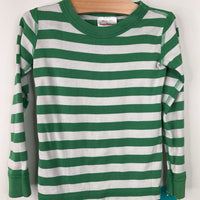 Size 4 (100): Hanna Andersson Green/White Striped 2pc PJs