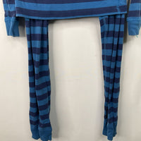 Size 8 (130): Hanna Andersson Blue Striped 2pc PJs