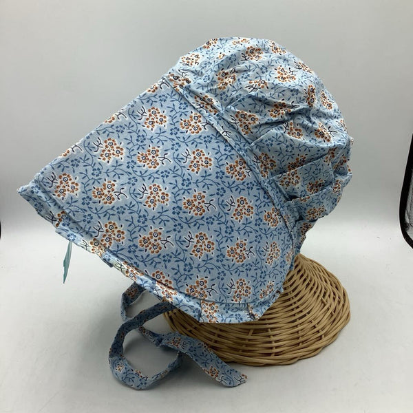 Size M: Blue/Brown Floral Sun Bonnet
