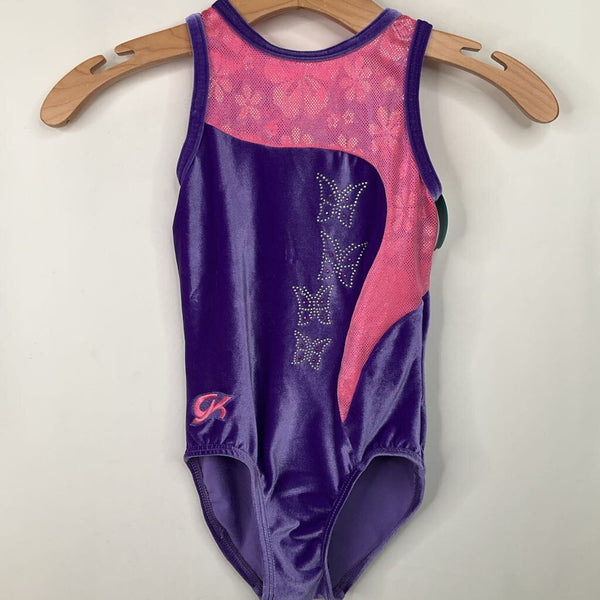 Size 8: Pink/Purple Velour Leotard