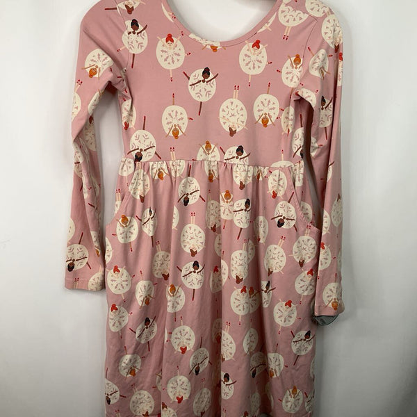 Size 12 (150): Hanna Andersson Pink/Snowflake Ballerina Long Sleeve Dress