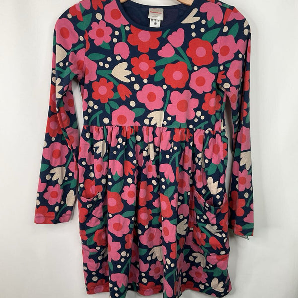 Size 12 (150): Hanna Andersson Navy/Pink Floral Long Sleeve Dress