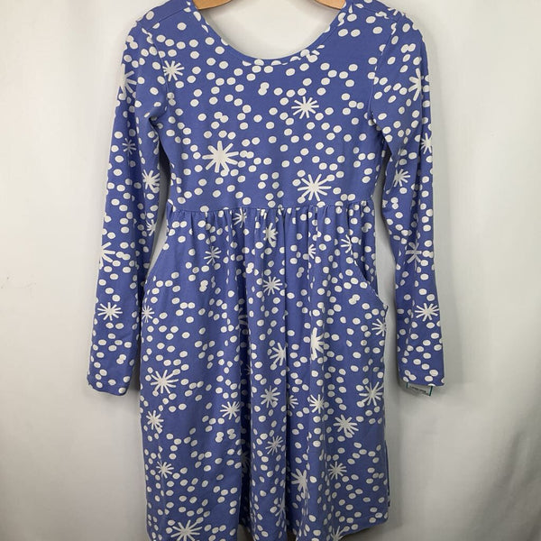 Size 12 (150): Hanna Andersson Blue/White Snowflake Long Sleeve Dress