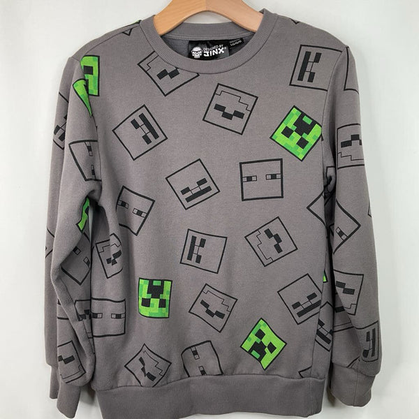 Size 10-12: Jinx Grey/Green Creeper Minecraft Sweatshirt