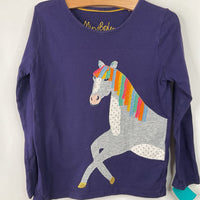 Size 6-7: Mini Boden Blue Unicorn Long Sleeve Shirt