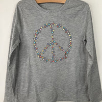 Size 6-7: Cat & Jack Grey Stars Peace Sign Long Sleeve Shirt