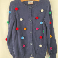 Sze 6-7 (120): Hanna Andersson Blue/Colorful Balls Knitted Button-Up Cardigan