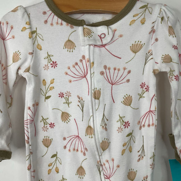 Size 0-3m: Cloud Island White/Pink & Green Floral 1pc Footy PJs