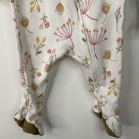Size 0-3m: Cloud Island White/Pink & Green Floral 1pc Footy PJs