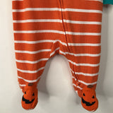 Size 3m: Carter's White/Orange Striped Pumpkin 1pc PJs