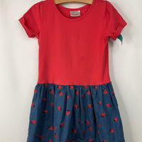 Size 6-7 (120): Hanna Andersson Red/Blue Strawberry Short Sleeve Dress