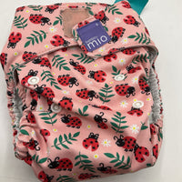 Size O/S: Bambino Mio Pink/Red Lady Bug Print Adjustable Velcro Strap Diaper