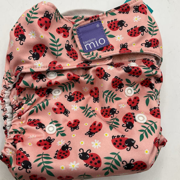 Size O/S: Bambino Mio Pink/Red Lady Bug Print Adjustable Velcro Strap Diaper
