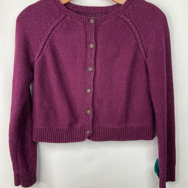 Size 12-14: Tea Purple Sparkly Button Up Knitted Sweater