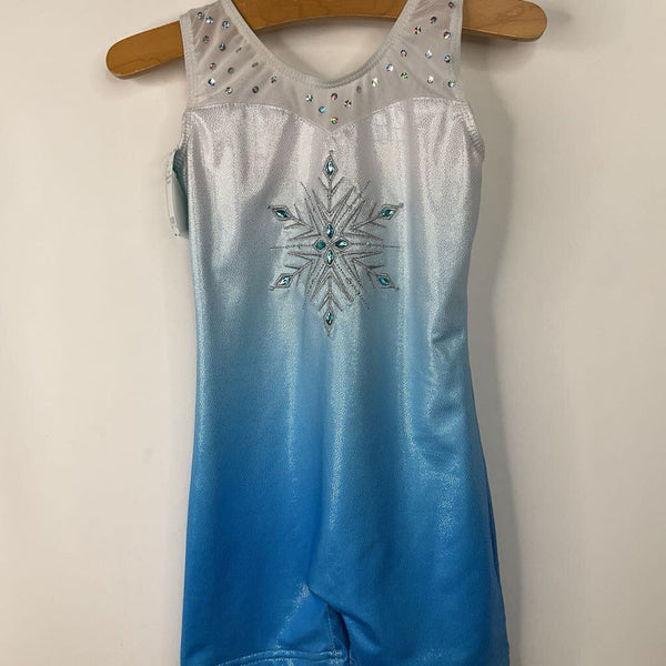 Size 4-5: Blue/White Shimmery Short Leotard