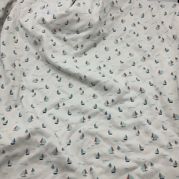 Tea Blue/White Ships Blanket