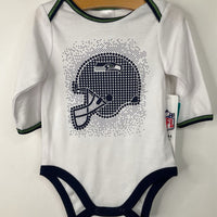 Size 3-6m: NFL White/Blue Seahawks Long Sleeve Onesie-NEW W/Tag