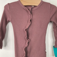 Size 0-3m: Spearmint Love Pink Waffle Textured 1pc Footy PJs