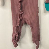 Size 0-3m: Spearmint Love Pink Waffle Textured 1pc Footy PJs