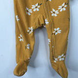 Size 6-9m: Carter's Yellow/White Floral Fleece 1pc Footy PJs