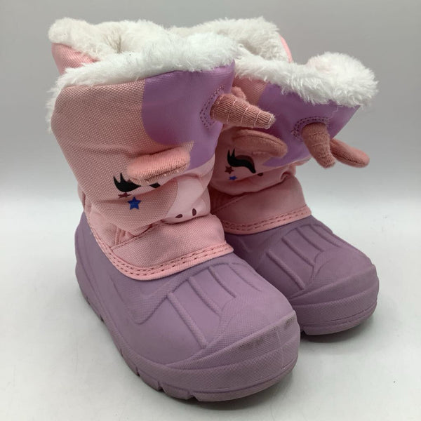 Size 8: Morendl Pink/Purple Unicorn Snow Boots