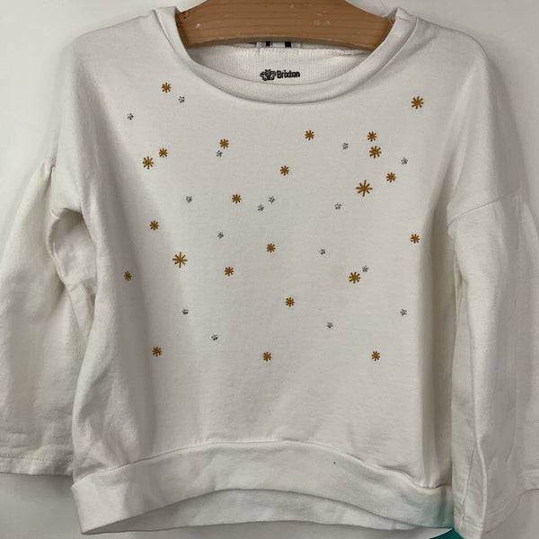 Size 4: Splendid White/ Golden & Silver Snowflakes Cozy Long Sleeve Shirt