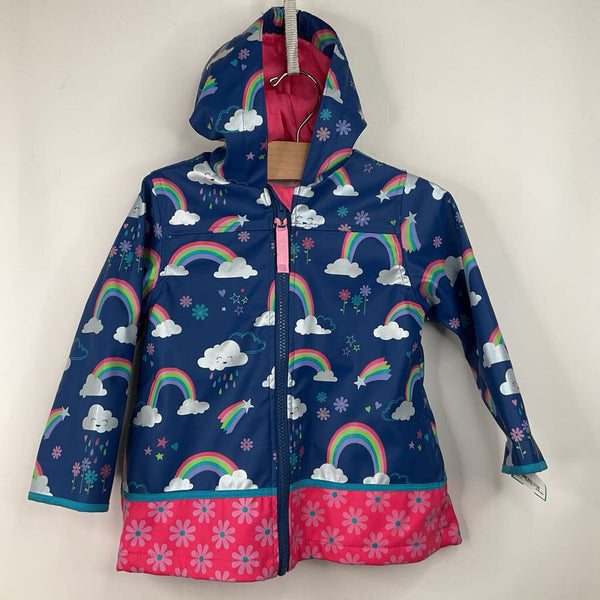 Size 2: Stephen Joseph Blue Rainbow Rain Coat