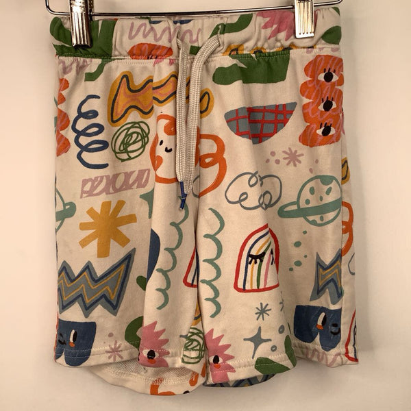 Size 6: H&M Creme/Colorful Doodles Cozy Shorts