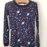 Size 6-7 (120): Hanna Andersson Blue Space Print 2pc PJs