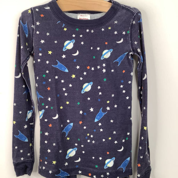 Size 6-7 (120): Hanna Andersson Blue Space Print 2pc PJs