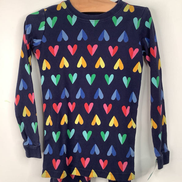 Size 6-7: Primary Blue/Colorful Hearts 2pc PJs