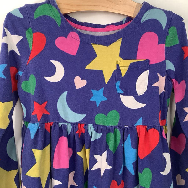 Size 5-6: Mini Boden Blue/Colorful Shapes Long Sleeve Dress