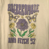 Size 9-10: Abercrombie White/Purple Flower T-Shirt