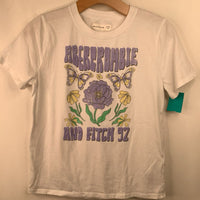 Size 9-10: Abercrombie White/Purple Flower T-Shirt